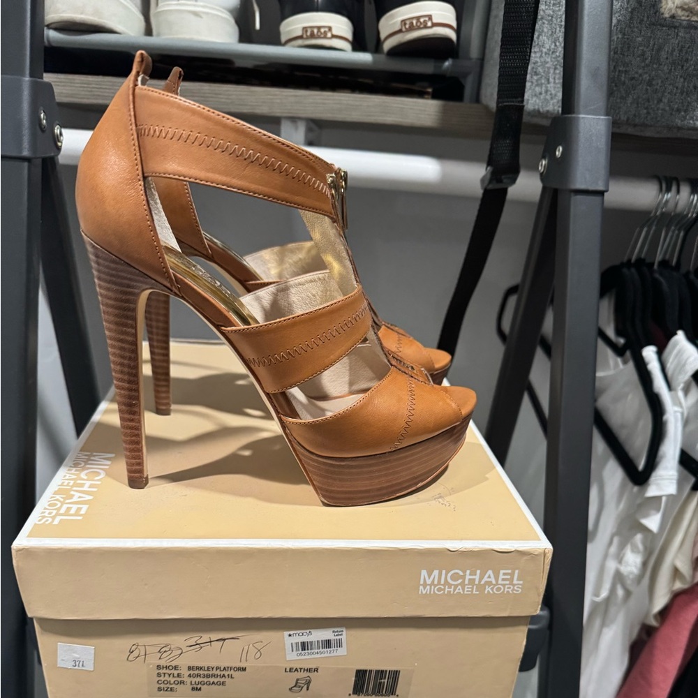 Michael Kors Brown Leather Strappy Heels